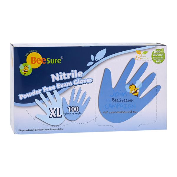 BeeSure Nitrile Exam Gloves X-Large Blue Non-Sterile