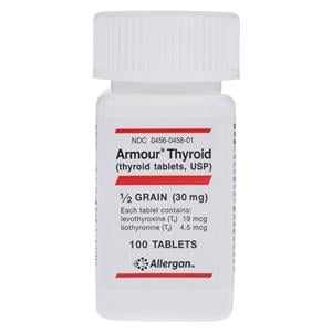 Armour Thyroid Tablets 1/2 Grain 30mg Bottle 100/Bt