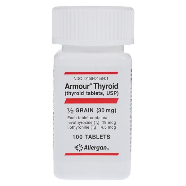 Armour Thyroid Tablets 1/2 Grain 30mg Bottle 100/Bt