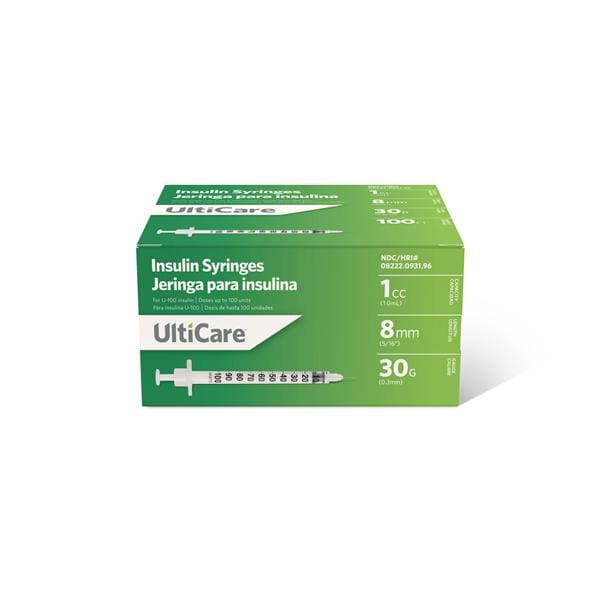 UltiCare Insulin Syringe/Needle 30gx5/16" 1mL Fixed Conventional LDS 100x5/Ca