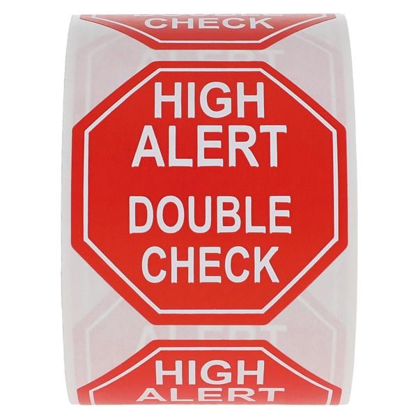 Label High Alert Double Check Red English 2x2 500/Pk