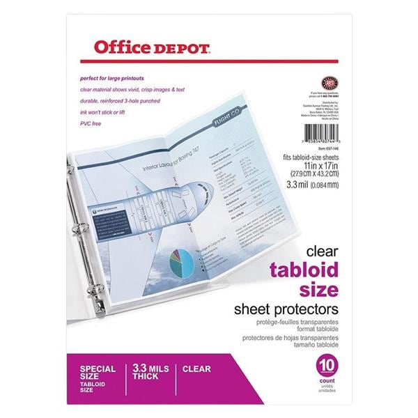 Tabloid-Size Sheet Protectors 11 in x 17 in Clear 10/Pk