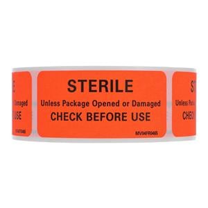 Label Paper Sterile Unless Red 2-1/4x1" 1" Core 1/Rl