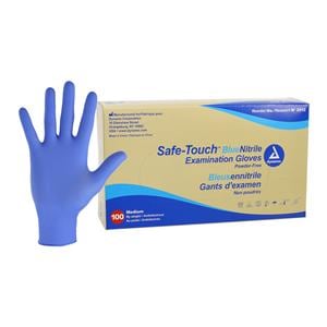 SafeTouch Nitrile Exam Gloves Medium Blue Non-Sterile