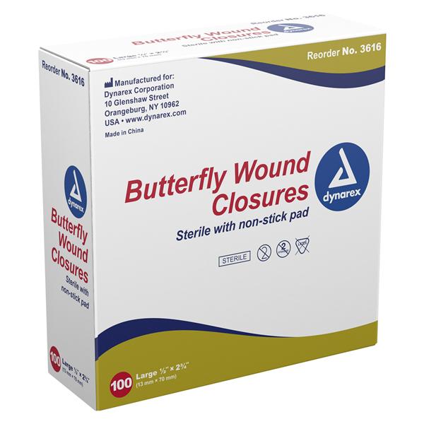 Wound Closure Plastic .5x2.75" White Sterile 2400/Ca