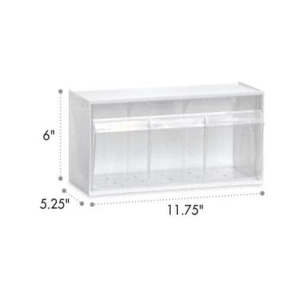 Tilt Bin Clear Polystyrene With 3 Removable Dividers 11-3/4" Ea