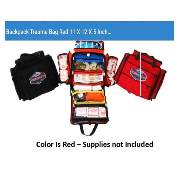 Emergency Response Pack 12x14x5" Red Zipper Closure Two Handles