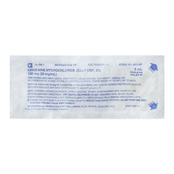 Lidocaine Urojet HCl Topical Jelly 2% PF Prefilled Syringe 5mL 25/Bx