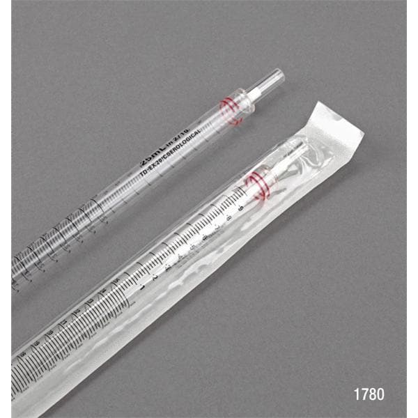 Serological Pipette Polystyrene 25mL Red Band Non-Sterile 100/Ca