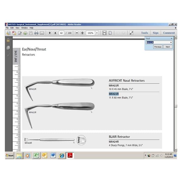 Aufricht Nasal Retractor 7-3/8" Ea