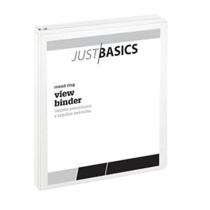 Just Basics Basic Round-Ring View Binder 1 in Rings White Ea