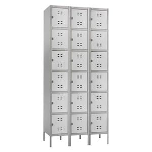 Box Locker 6 Tier/3 Column Steel Padlock Handle Gray Ea