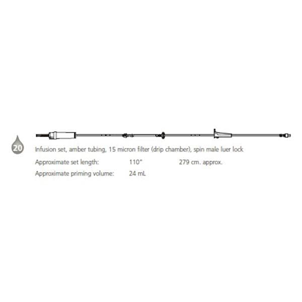 Alaris Pump Set 20 Drops/mL 110" Spin Male Luer Lock Primary Infusion 20/Ca