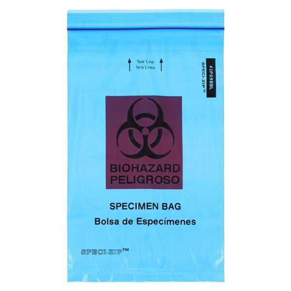 Speci-Zip Biohazard Bag Blue Zip Closure w/o Biohazard Logo 1000/Ca