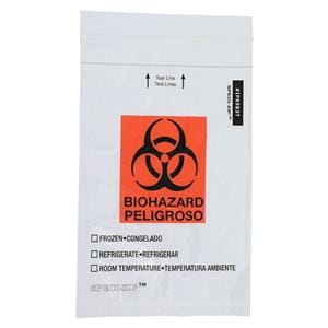 Speci-Zip Biohazard Bag Clear Zip Closure With Symbol 1000/Ca