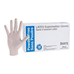 SkinTX Latex Exam Gloves Medium White Non-Sterile, 10 BX/CA