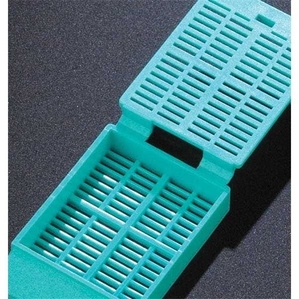 Tissue Embedding Cassette Aqua Attached Lid Rectangular 1000/Ca