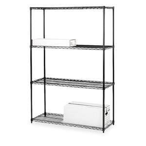 4-Tier Industrial Wire Steel Starter Shelving Unit Black Ea