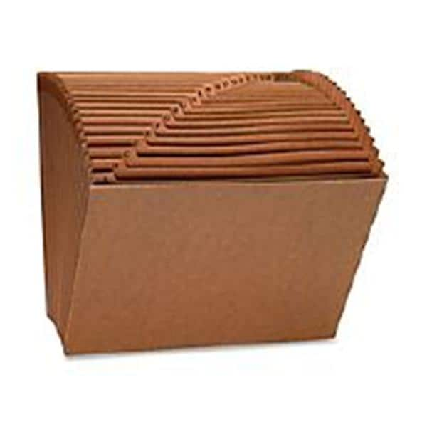 Heavy-Duty Accordion File No Flap Letter Size 21 Pocket A-Z Brown Ea