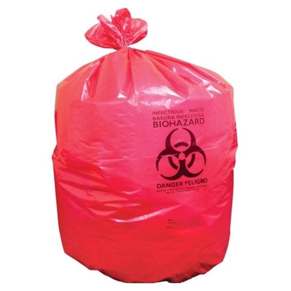 Biohazard Bag 1-3/10mil 30x36" Red Twist Tie Closure LLDPE 250/Ca