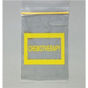 Chemotherapy Disposal Bag 2mil 6x8" Clear/Yellow Zipper Closure Plastic 100/Pk