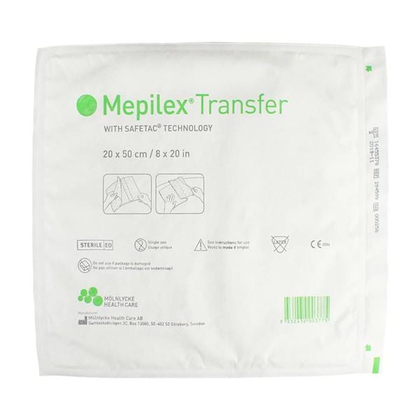 Mepilex Transfer Foam IV Dressing 8x20" Sterile Non-Adherent Adhesive Wht Abs LF