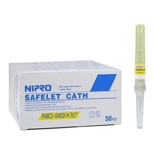 Safelet IV Catheter Safety 24 Gauge 3/4" Yellow 50/Bx, 4 BX/CA