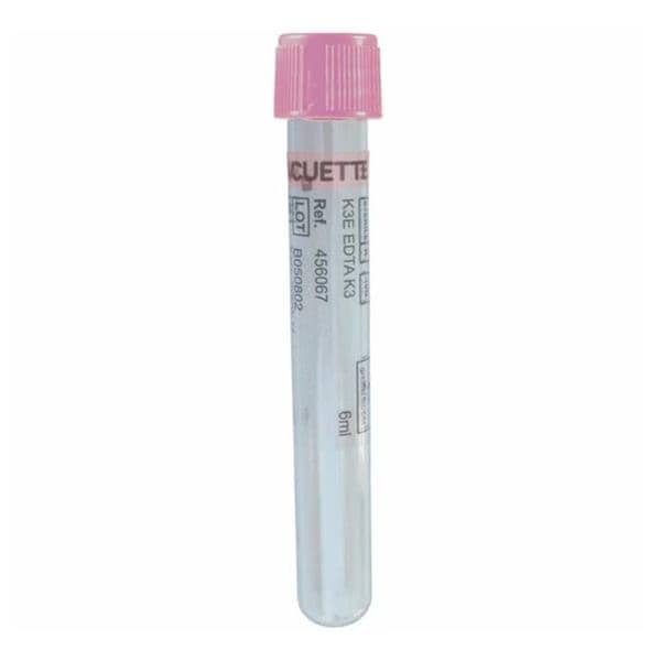 Vacuette Venous Blood Collection Tube Pink/Black 6mL Pull Cap Plastic 50/Pk