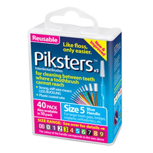Piksters Interdental Brush Size 5 Blue Bulk Pack 40/Bx