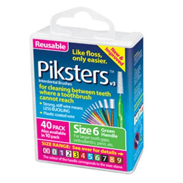 Piksters Interdental Brush Size 6 Green Bulk Pack 40/Bx