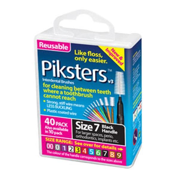 Piksters Interdental Brush Size 7 Black Bulk Pack 40/Bx