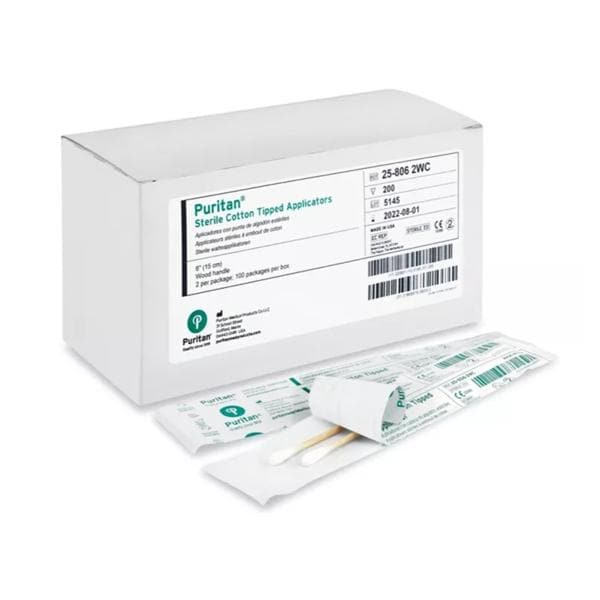 Pur-Wraps Applicator 6 in Rigid Wood Shaft Sterile 200/Bx