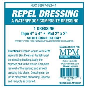 Repel Non-Woven Fabric Composite Dressing 2x2" Square Non-Adherent Adhesive Wt