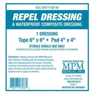 Repel Composite Composite Dressing 6x6" Non-Adherent Adhesive White Absorbent