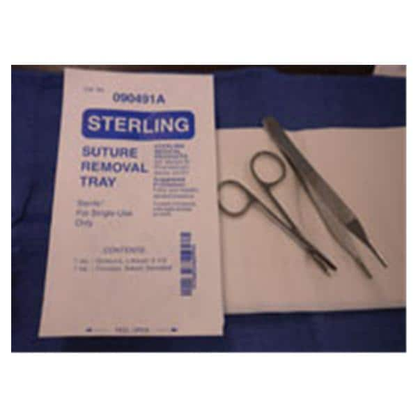 Suture Removal Tray Scissors/Forceps Adson Serrated, 50 EA/CA