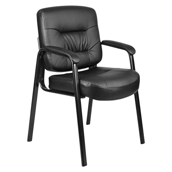 LeatherPlus Guest Chair Steel Frame Black Ea