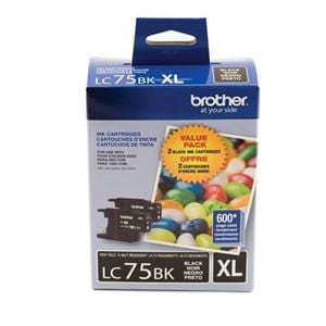 Brother LC75BK High-Yield Black Ink Cartridges 2/Pack 2/Pk