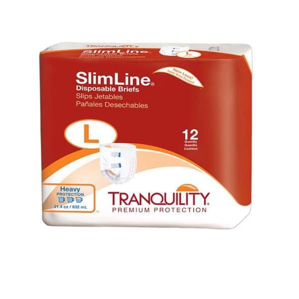 SlimLine Tranquility Incontinence Brief Unisex 45-58" Maximum White 8x12/Ca