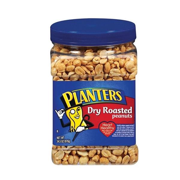 PLANTERS Dry-Roasted Peanuts 34.5 Oz Tub Ea