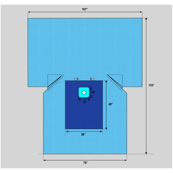 107x131" Sterile Lower Extremity Drape 2-1/2" Fenestrated