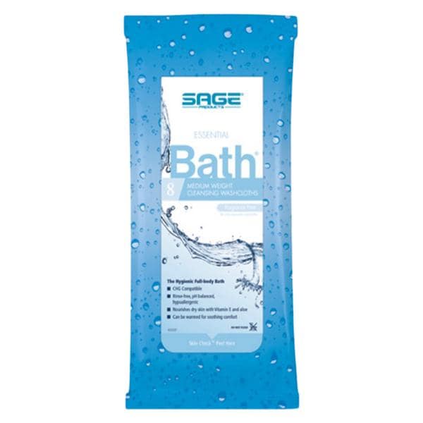 Essential Bath Washcloth Fragrance Free Disposable 8x60/Ca