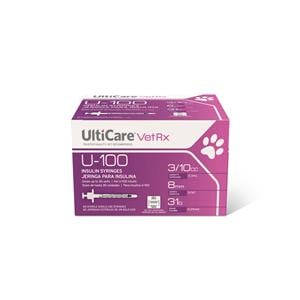 UltiCare VetRx Insulin Syringe/Needle 31gx5/16" 3/10mL Fixed Cnvntnl LDS 600/Ca