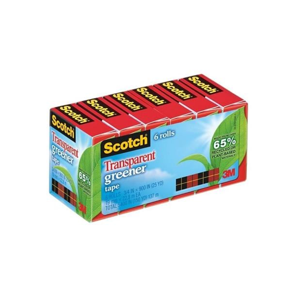 Scotch Transparent Tape 3/4 in Core 3/4 in x 900 in 6/Pk