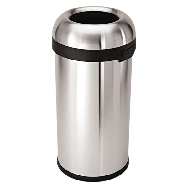 Large Brushed Stainess Steel Open-Top Trash Can 16 Gallons Ea