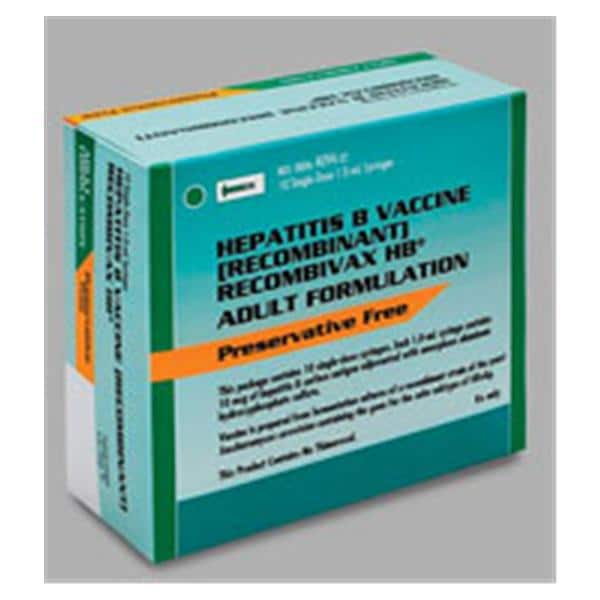 Recombivax-HB Hepatitis B Adult Injectable 1mL PFS 10/Pk