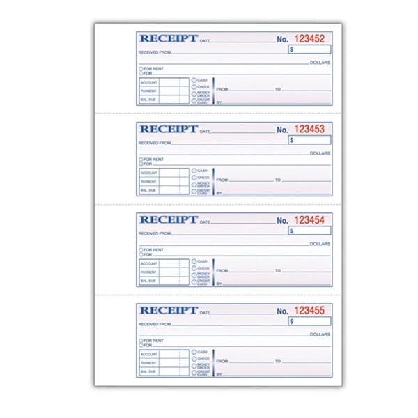 Adams Carbonless Money/Rent Receipt Book 200 Sheets Ea