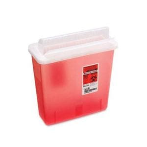 Sharps Container 5qt Red 9x9x5" Horizontal Drop Plastic 20/Ca