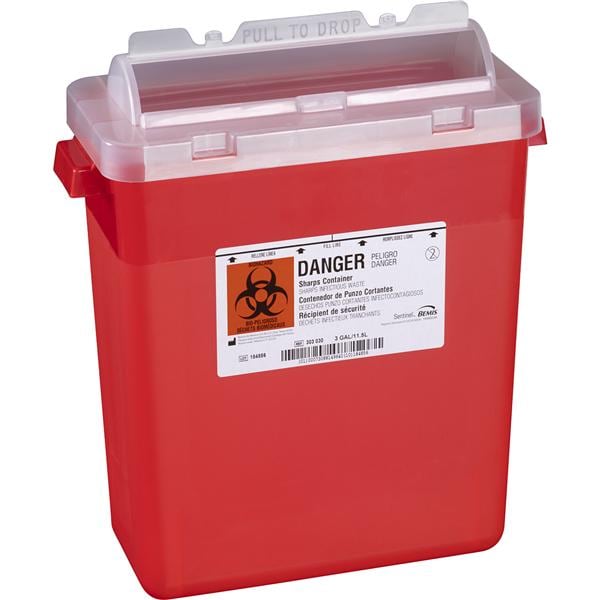 Sentinel Sharps Container 3gal Trnslcnt Rd 13-7/8x6-7/8x15" Cylndr Tp Plstc Ea, 12 EA/CA