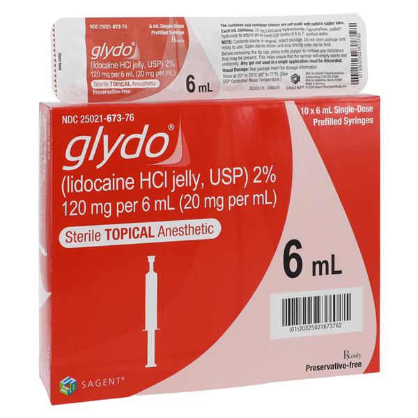 Glydo Lidocaine Topical Jelly Preservative Free Prefilled Syringe 6mL 10/Bx