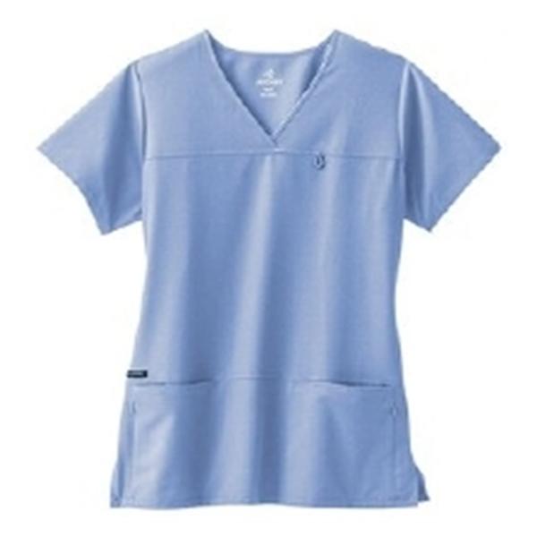 Jockey Scrub Shirt V-Neck 4 Pockets Short Sleeves X-Large Ceil Blue Womens Ea